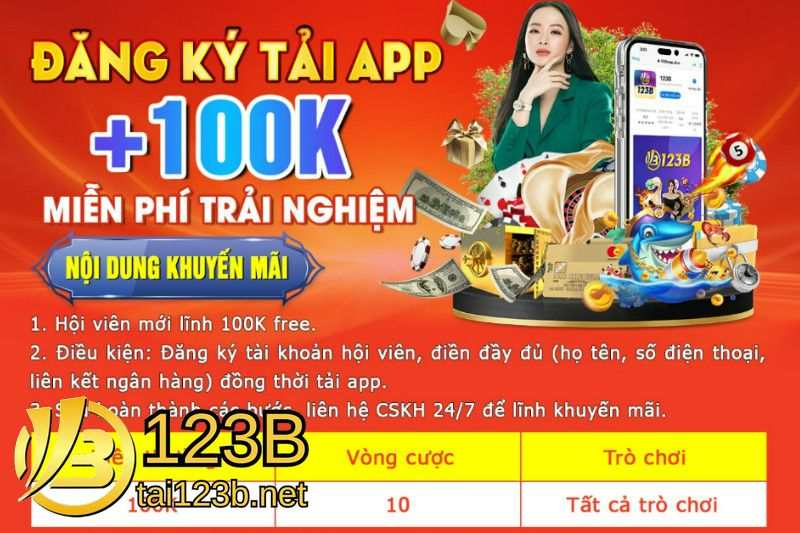 Nhận Ngay 100k Khi Thực Hiện Đăng Ký Và Tải App 123B